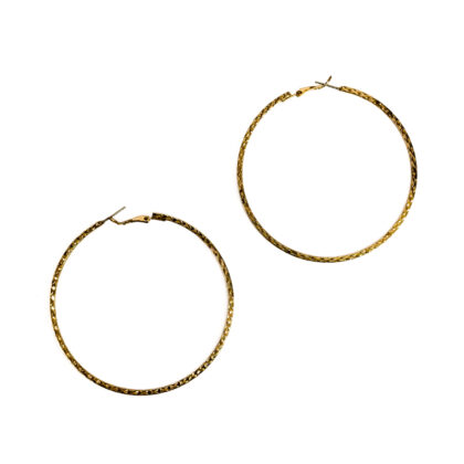 Oversized Gold-Plated Textured Hoop Earrings | 7cm #69749