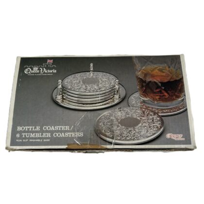 Queen Victoria Silver Plated Bottle & Tumbler Coaster Set | Regency Collection | 6 Coasters #71216-7