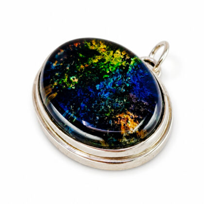 Sterling Silver Artisan Glass Oval Pendant | 10.2g | 27.5 x 21.5mm #56983