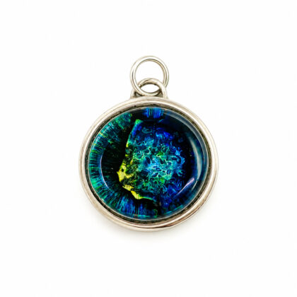Sterling Silver Artisan Glass Oval Pendant | Tested Sterling Silver | 8.1g | 22 x 21mm #56983-4