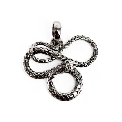 Sterling Silver Coiled Serpent Snake Pendant | 30 × 26mm #71014