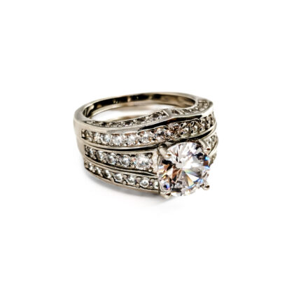 Sterling Silver Cubic Zirconia Bridal Ring Set | 7.0g | Size L #71350