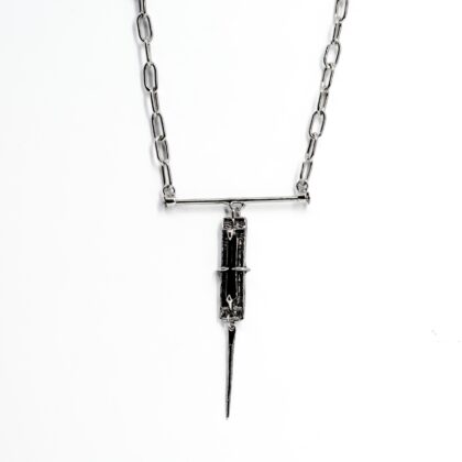Sterling Silver Designer Bar Necklace with Articulated Drop Pendant | 47cm #71238-1