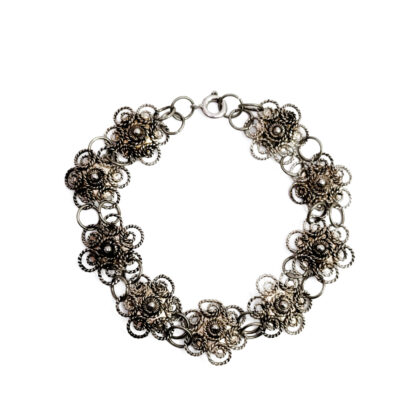 Sterling Silver Filigree Flower Bracelet | 6.4g | 15.5cm #70806