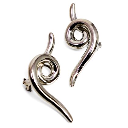 Sterling Silver Free-Flowing Designer Clip-On Earrings | Modernist | 46mm #70984