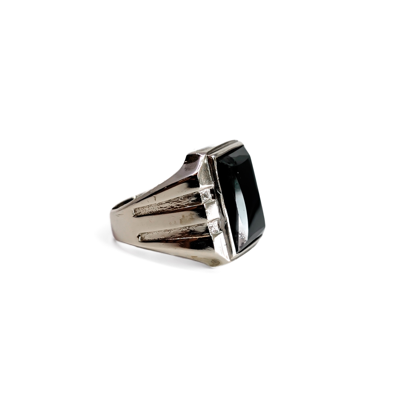 Sterling Silver Hematite Signet Ring | Faceted Black Stone | Size R | 9.8g #71304 Sterling Silver Hematite Signet Ring | Faceted Black Stone | Size R | 9.8g #71304 - Image 4