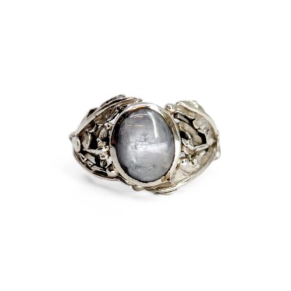 Sterling Silver Labradorite Statement Ring | Organic Openwork Design | Size S | 10.8g #71303