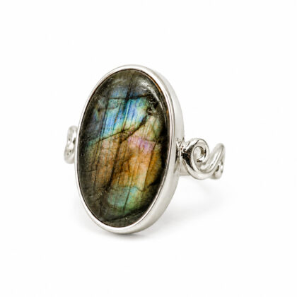 Sterling Silver Labradorite Statement Ring | Size T #71006