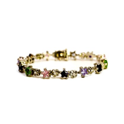 Sterling Silver Multi-Coloured CZ Star Bracelet | 18cm | Cubic Zirconia #71506