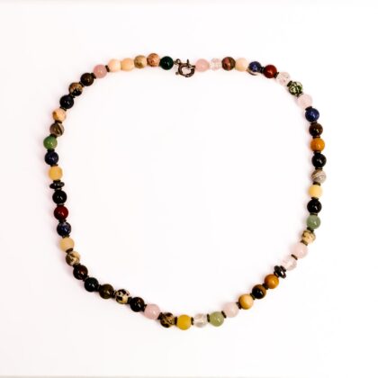 Sterling Silver Multi Gemstone Bead Necklace | 48cm | Approx. 8.5mm Beads #71231-13