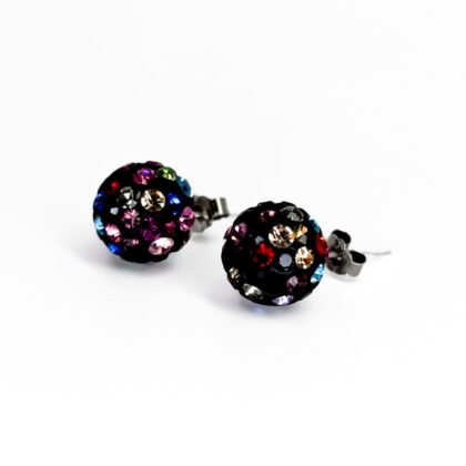 Sterling Silver Multicolour Crystal Ball Stud Earrings | 9.8mm #71316