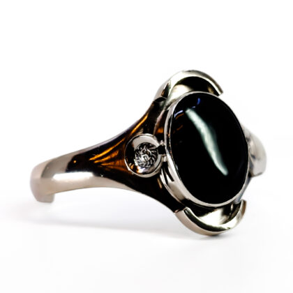 Sterling Silver Onyx Statement Cuff Bangle | 54.2g #69746