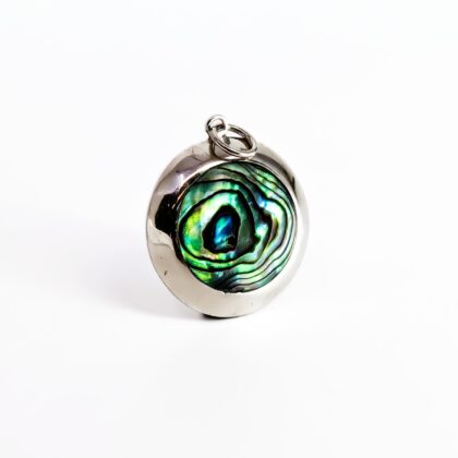 Sterling Silver Paua Shell Round Pendant | 24.5mm #71316-1
