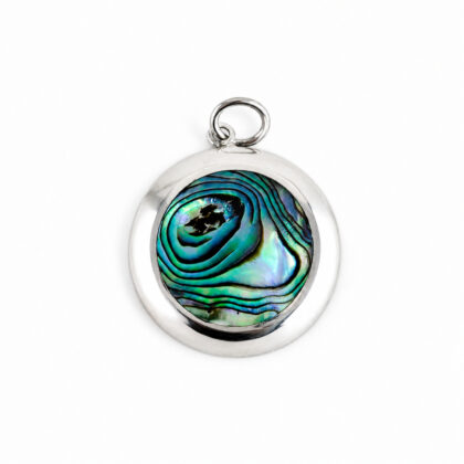 Sterling Silver Paua Shell Round Pendant | 24.5mm #71316-2