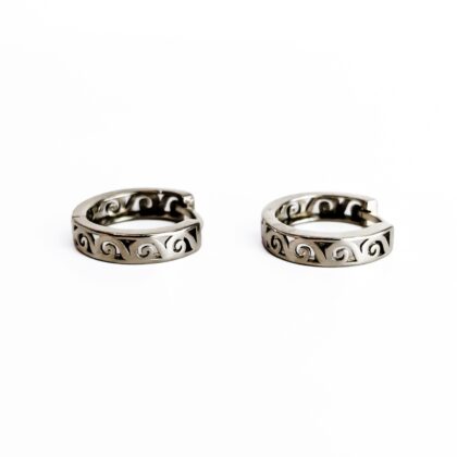 Monty's Sterling Silver Scroll Pattern Hoop Earrings | 14mm | 1.7g #71331