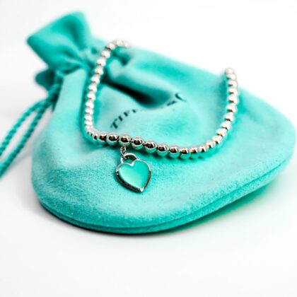 Monty's Tiffany & Co. Return to Tiffany Blue Heart Tag Bead Bracelet | Sterling Silver | Receipt & Pouch #71353