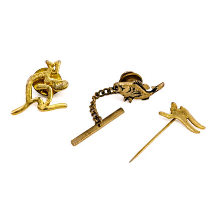 Vintage Australian Tie Pin Collection | Kangaroo, Barramundi & Boomerang | Set of 3 #71231-33