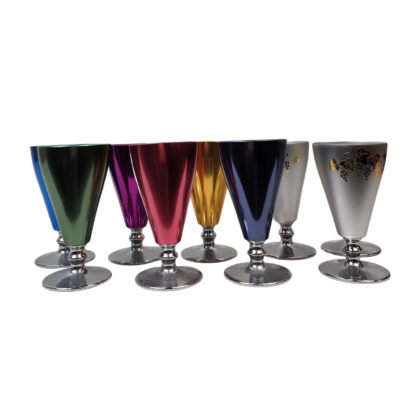 Vintage Fiesta Ware Anodised Aluminium Picnic Wine Glasses | Set of 9 | Retro Camping Drinkware #71222-24