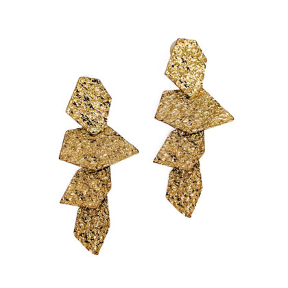 Vintage Gold-Plated Abstract Drop Earrings | 7cm #69753