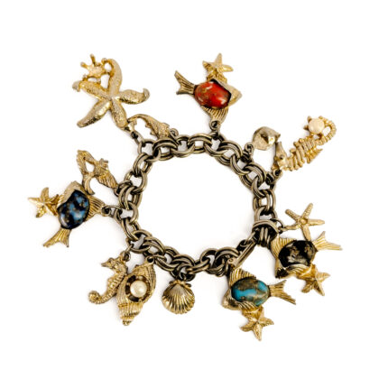 Vintage Gold-Plated Ocean-Themed Charm Bracelet | 16.5cm #69748