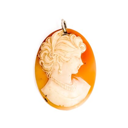 Monty's Vintage Sterling Silver Cameo Pendant | Lady Portrait | Shell Cameo | 40 x 30mm #71231-29