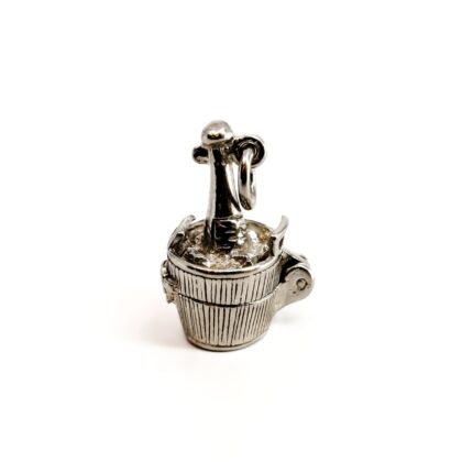 Vintage Sterling Silver Champagne Bottle Opening Charm | Moving Mechanical | 17.5mm #71257-5