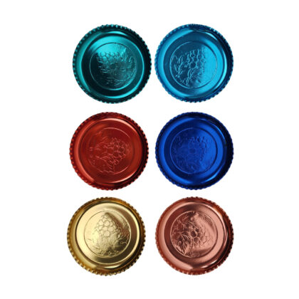 Vintage Stokes Peacock Ware Anodised Aluminium Coasters | Set of 6 | Boxed | Grape Design #71222-26