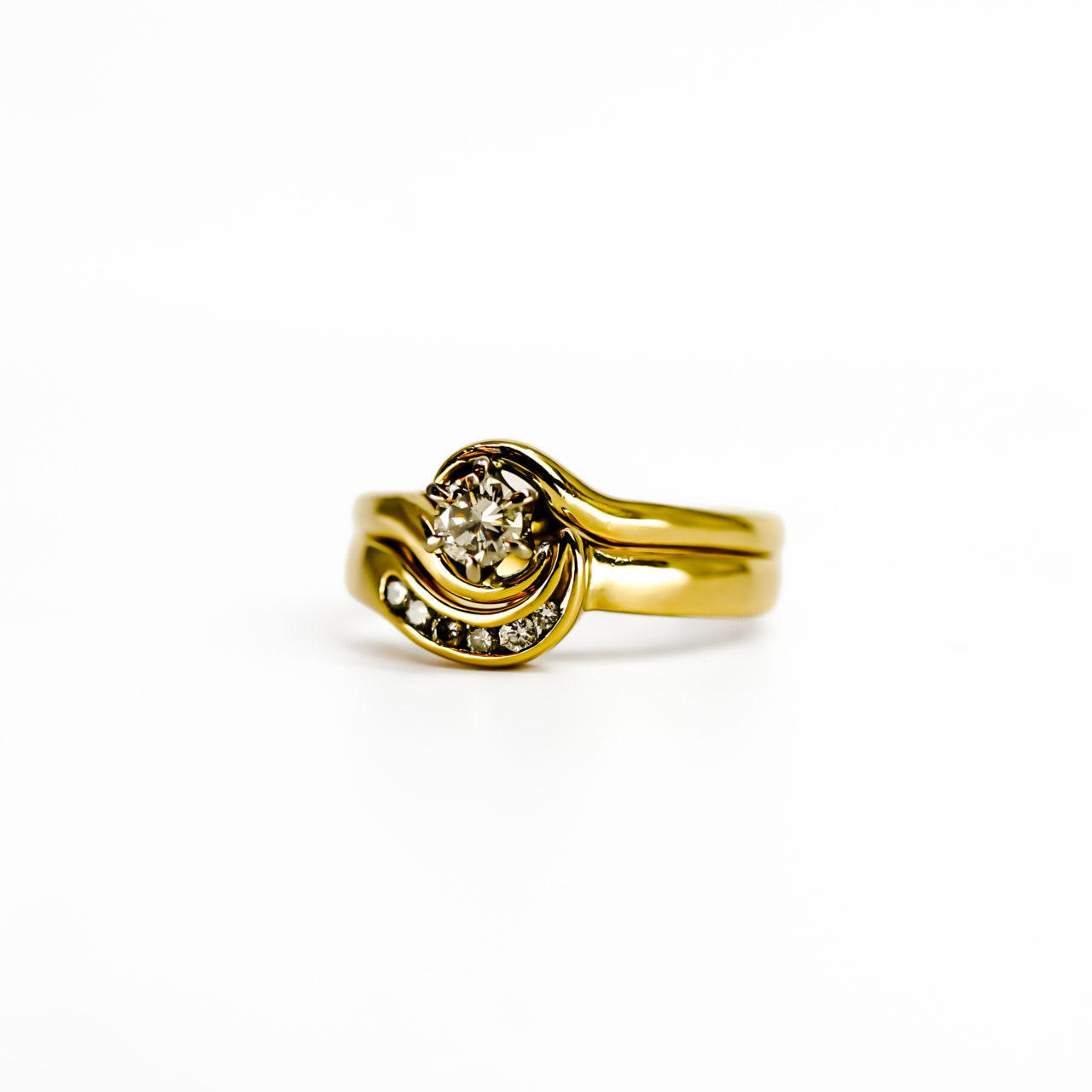 18ct Yellow Gold Diamond Two Ring Set Size P #71324 18ct Yellow Gold Diamond Two Ring Set Size P #71324 - Image 3