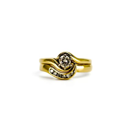 Monty's 18ct Yellow Gold Diamond Two Ring Set Size P #71324