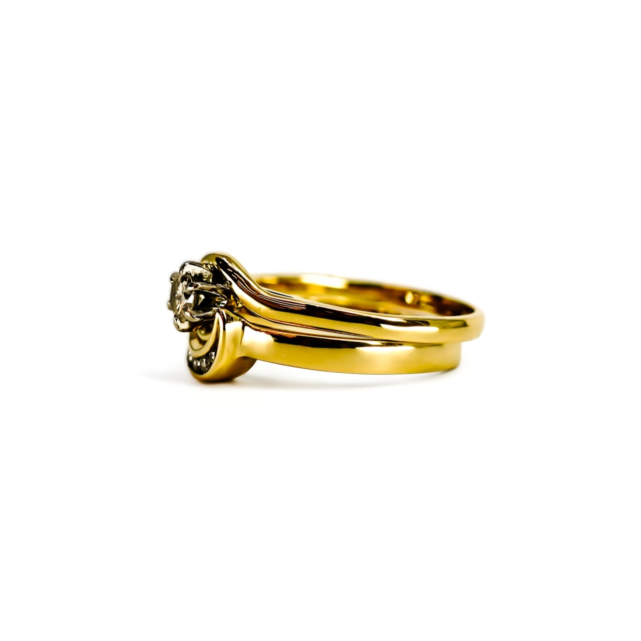 18ct Yellow Gold Diamond Two Ring Set Size P #71324 18ct Yellow Gold Diamond Two Ring Set Size P #71324 - Image 5