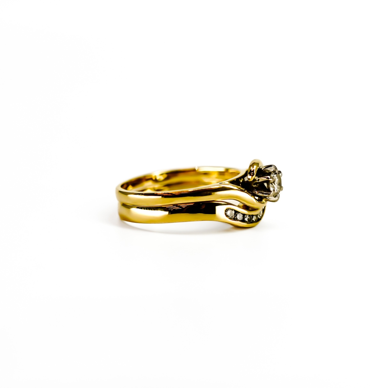 18ct Yellow Gold Diamond Two Ring Set Size P #71324 18ct Yellow Gold Diamond Two Ring Set Size P #71324 - Image 9