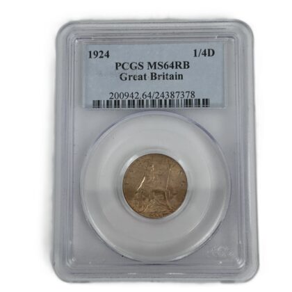 Monty's 1924 Great Britain George V Farthing Coin | PCGS MS64RB #71377