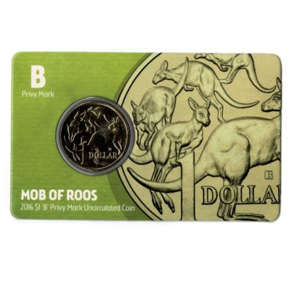2016 Australian $1 Mob of Roos ‘B’ Privy Mark Uncirculated Coin | Carded #71380