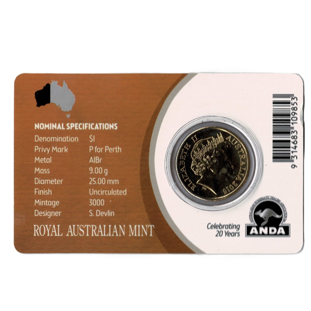 2016 Australian $1 Mob of Roos ‘P’ Privy Mark Uncirculated Coin | Carded #71380-2 2016 Australian $1 Mob of Roos ‘P’ Privy Mark Uncirculated Coin | Carded #71380-2 - Image 2