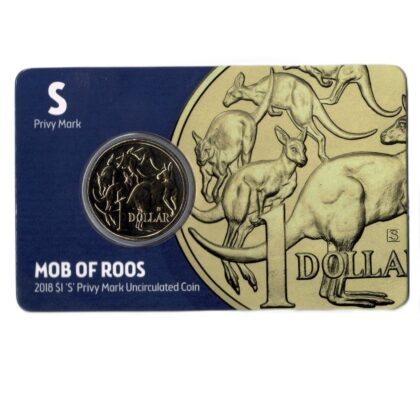 2018 Australian $1 Mob of Roos ‘S’ Privy Mark Uncirculated Coin | Carded #71380-6