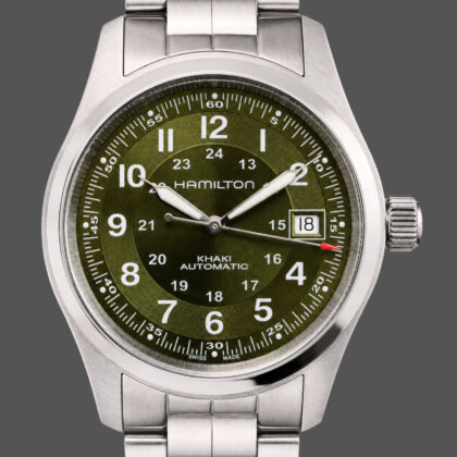 Monty's Hamilton Khaki Field Automatic 38mm Watch H70455160 | Green Dial | Full Set #71669