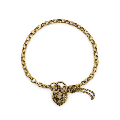 Monty's 9ct Yellow Gold Diamond Heart Locket Bracelet | 6.7g | 18cm #69431
