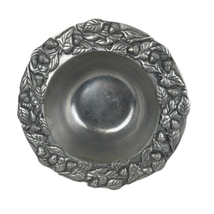 Achorn Pewter Acorn & Leaf Serving Bowl | Handmade in Mexico 1994 | 32.5cm #71426