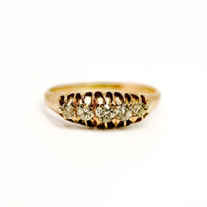 Antique 18ct Yellow Gold Five Diamond Ring | 2.5g Size N #71358