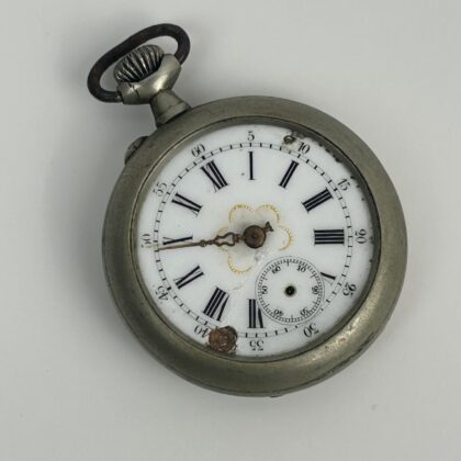 Antique Argentan Fob / Pocket Watch | 43mm | Not Working | Parts or Repair #71447