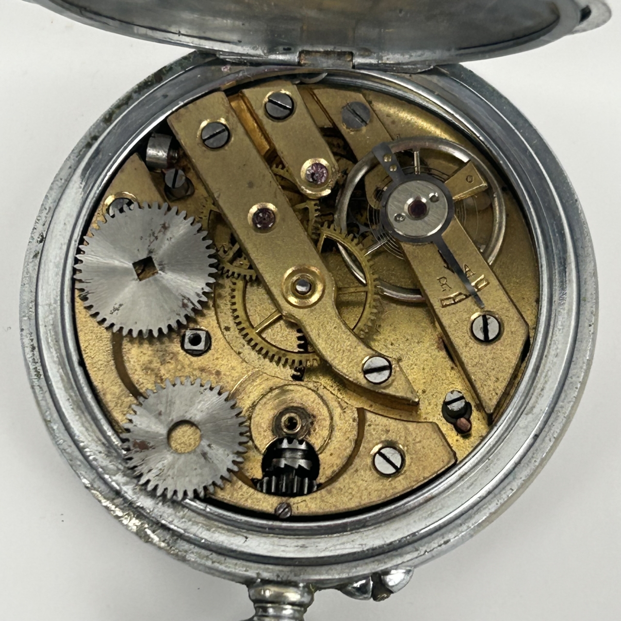 Antique Argentan Fob / Pocket Watch | 44mm | Not Working | Parts or Repair #71447-5 Antique Argentan Fob / Pocket Watch | 44mm | Not Working | Parts or Repair #71447-5 - Image 6