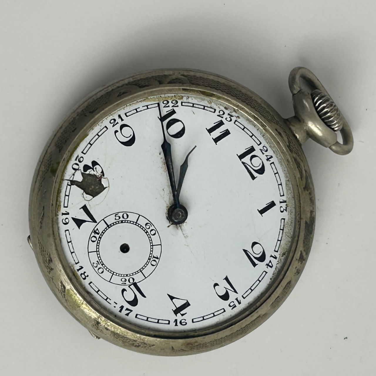 Antique Argentan Fob / Pocket Watch | 48mm | Not Working | Parts or Repair #71447-7 Antique Argentan Fob / Pocket Watch | 48mm | Not Working | Parts or Repair #71447-7