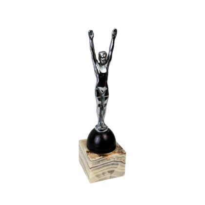 Antique Art Deco Male Swimmer Diver Figure Banded Marble Base Circa 1930s 23cm #71222-33