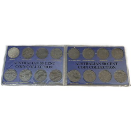 Australian 50 Cent Commemorative 16-Coin Collection 1966–2004 | 1966 Silver 50c | 2 Display Cards #71636-1