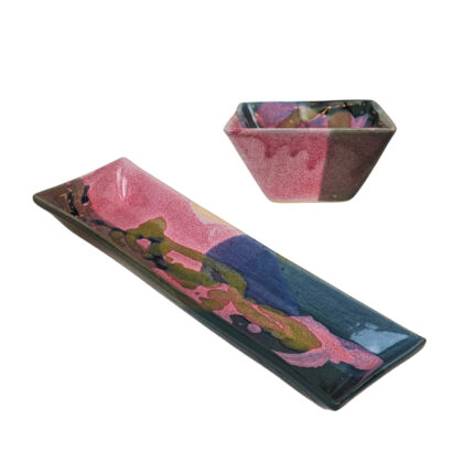 Australian Myrtle Handcrafted Ceramic Serving Tray & Bowl Set #71222-35