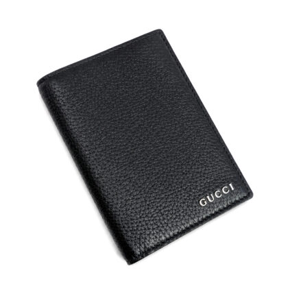 Gucci Black Leather Passport Case Wallet 295288 203887 With Box #71125