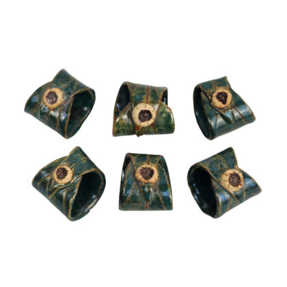 Handmade Australiana Gum Leaf Glazed Ceramic Napkin Holders Set of 6 #71589-17