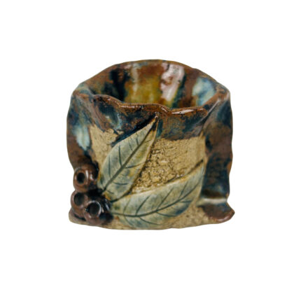 Handmade Australiana Studio Pottery Gum Leaf Candle Holder 5cm #71589-27