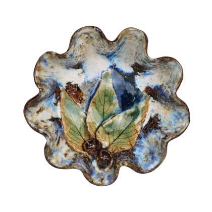 Monty's Handmade Australiana Studio Pottery Gum Leaf Trinket Bowl 14cm #71589-23