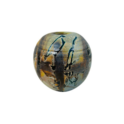 Monty's Handmade Studio Pottery Orb Vase Abstract Drip Glaze 17cm #71589-43